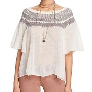 NWT FREE PEOPLE Lock Lomand Off-The-Shoulder Sweater in Ivory $118